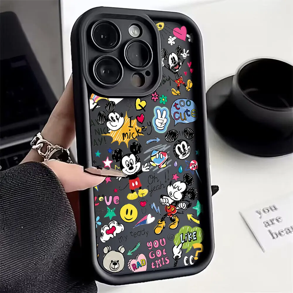 Graffiti Mickey Mouse Cute Phone Case For Xiaomi Mi 14T 14 11 Lite 12T POCO M6 F4 F5 X3 X4 X5 GT 5G Soft TPU Back Cover