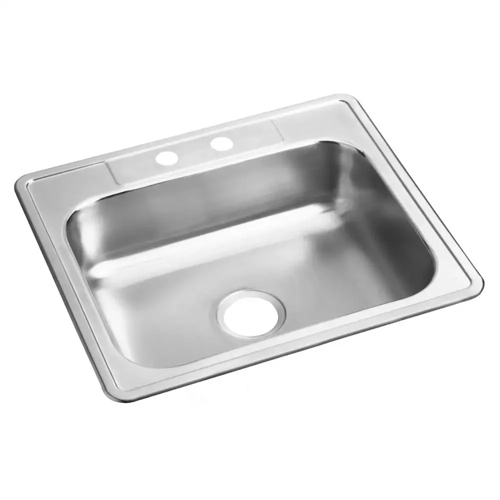 Stainless Steel Single Bowl Drop-in Sink Quiet U-Channel ADA Compliant 25