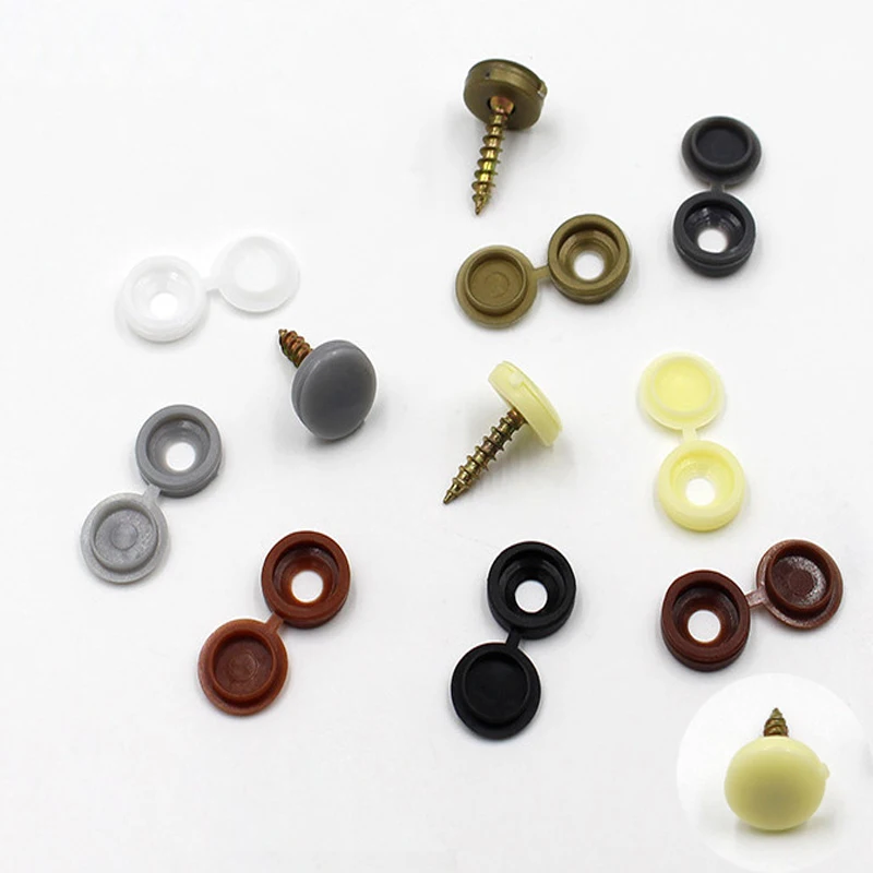25~100Pcs Hinged Plastic Screw Cap Cover Fold Snap Protective Cap Button For Car Furniture Decorative Nuts Cover Bolts Hardware