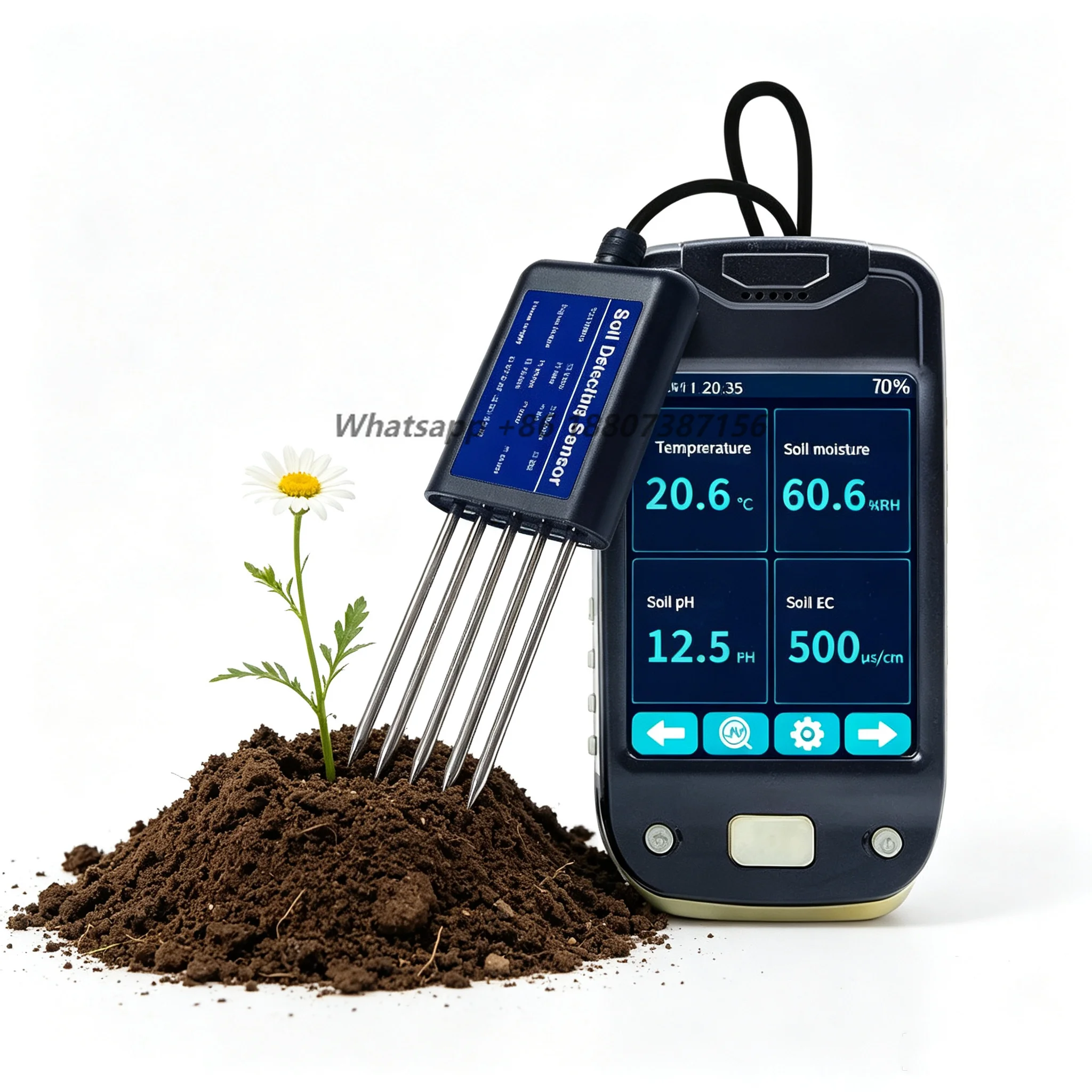 Agriculture Soil Testing Kit 7 in 1 Sensor with Handheld Device for Farm Soil Analysis,Soil PH EC NPK Temperature Measurement