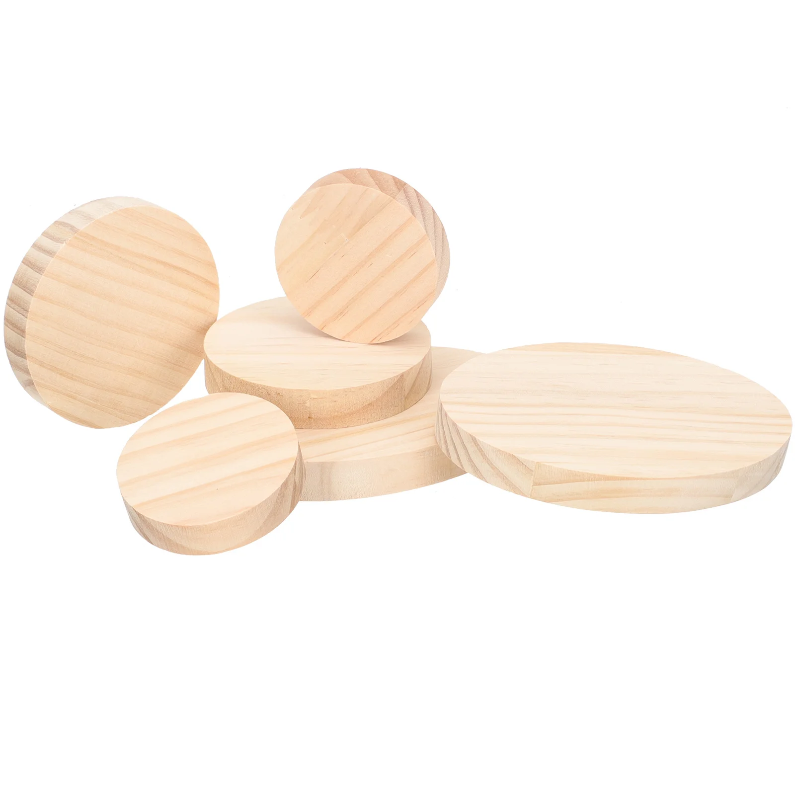 

6Pcs Premium Wooden Plaques Thick Durable Wood Bases for Small Sculpture Display Craft Stands Coasters DIY Art Holders Natural