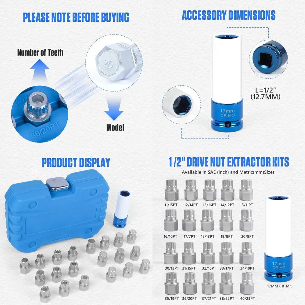 

Набор гаек с проушинами для фиксации колес BELEY, автомобильные противоугонные винты для снятия колес, комплект головок для BMW (21 шт. для BMW)