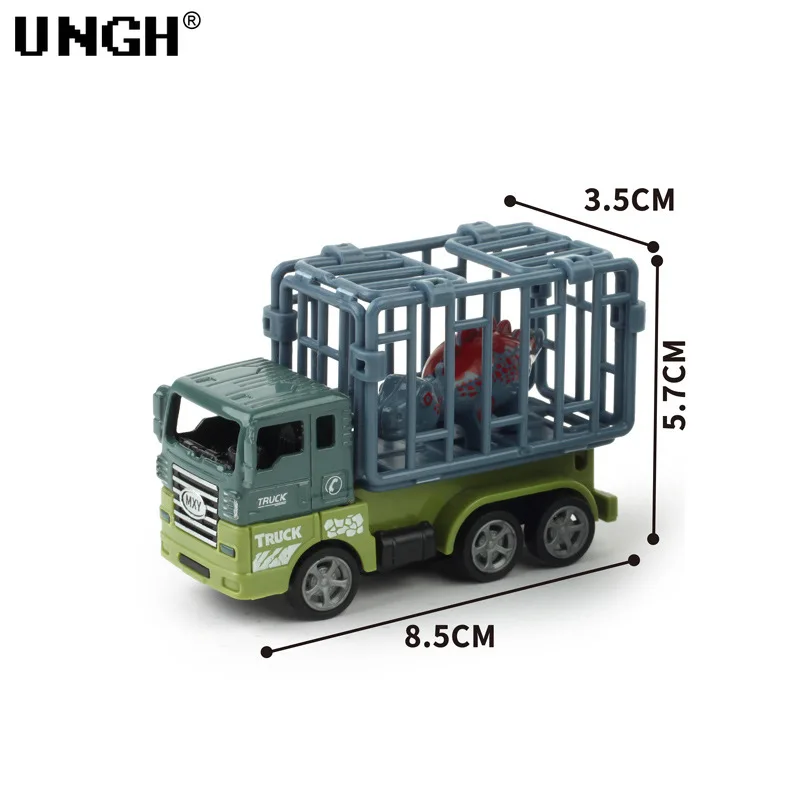 UNGH Inertial Pull Back Dinosaur Transport Car with Plastic Cage Vehicle Truck Model Educational Toy for Children Boy Gift