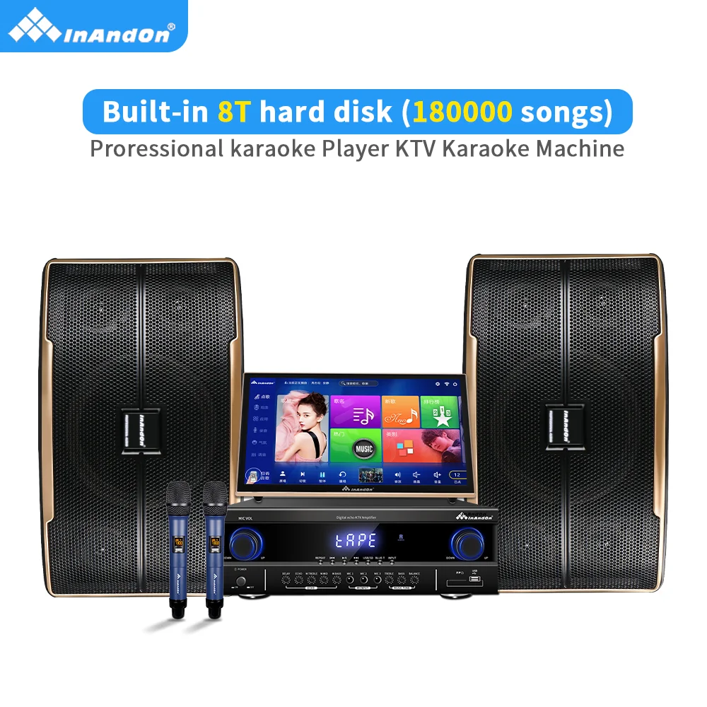 Hot Selling InAndOn 8T Karaoke Player  KTV Karaoke Machine Professional Power Amplifier and Speakers  Karaoke Set