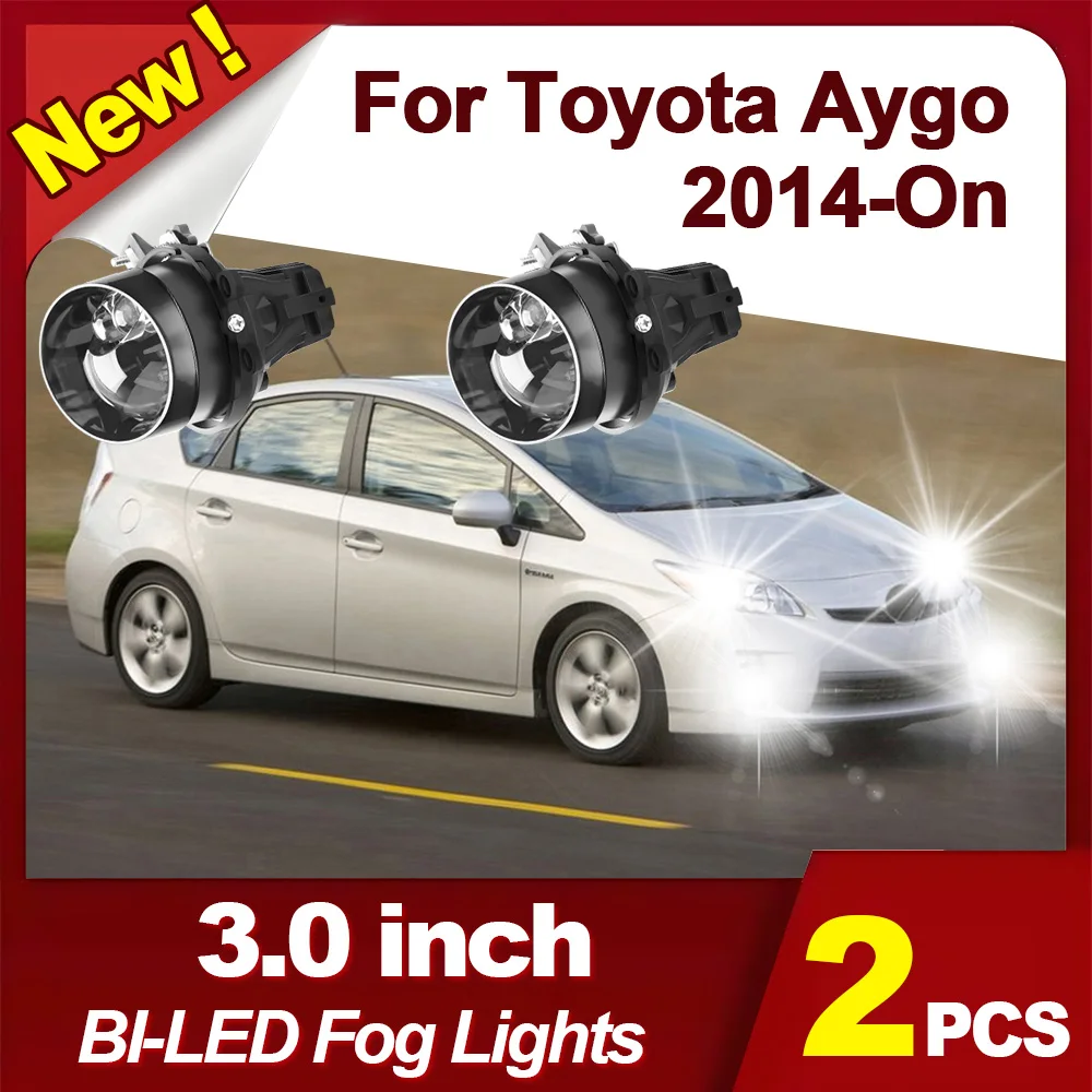 

3" Bi-led Laser Projector Lens Fog Lamp H11 Auto Led Headlight 3 Colors Fog Light Bulb For Toyota Aygo 2014-On