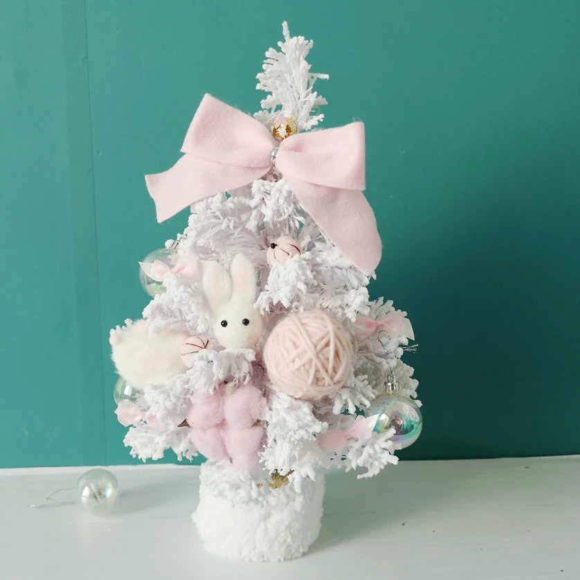 Mini Christmas Tree 45CM Desktop Decoration White Plush