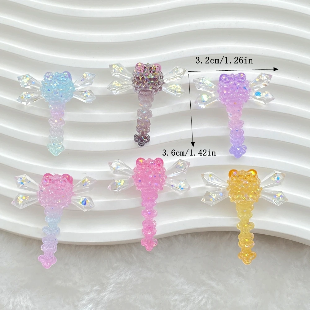 6Pcs New Resin Cartoon Colorful Shining Insect Diamond Dragonfly Flat Back Scrapbooking DIY Jewelry Craft Decoration Accessories