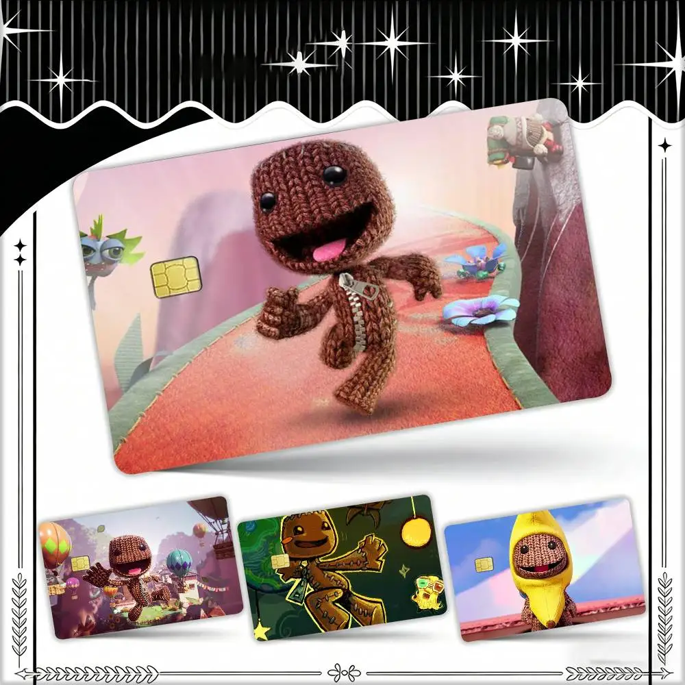 

Cartoon GAME Funny Sackboy Waterproof Film Skin Cover Credit Card Stickers Debit Front Bank Bus Pass