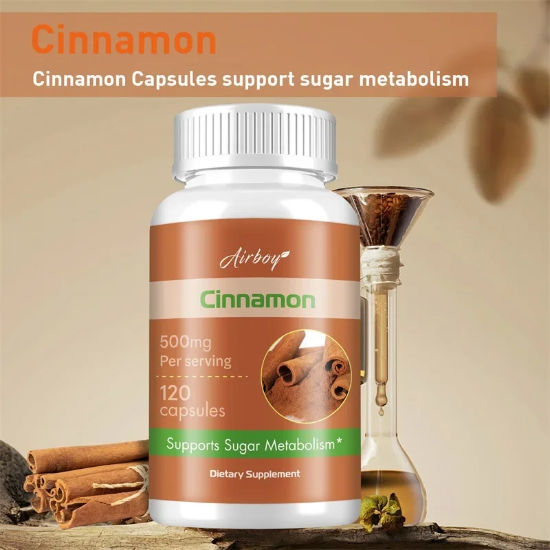

Cinnamon Capsules 500mg - Antioxidant, Promotes Cardiovascular and Gastrointestinal Health, Enhances Energy, Non-GMO