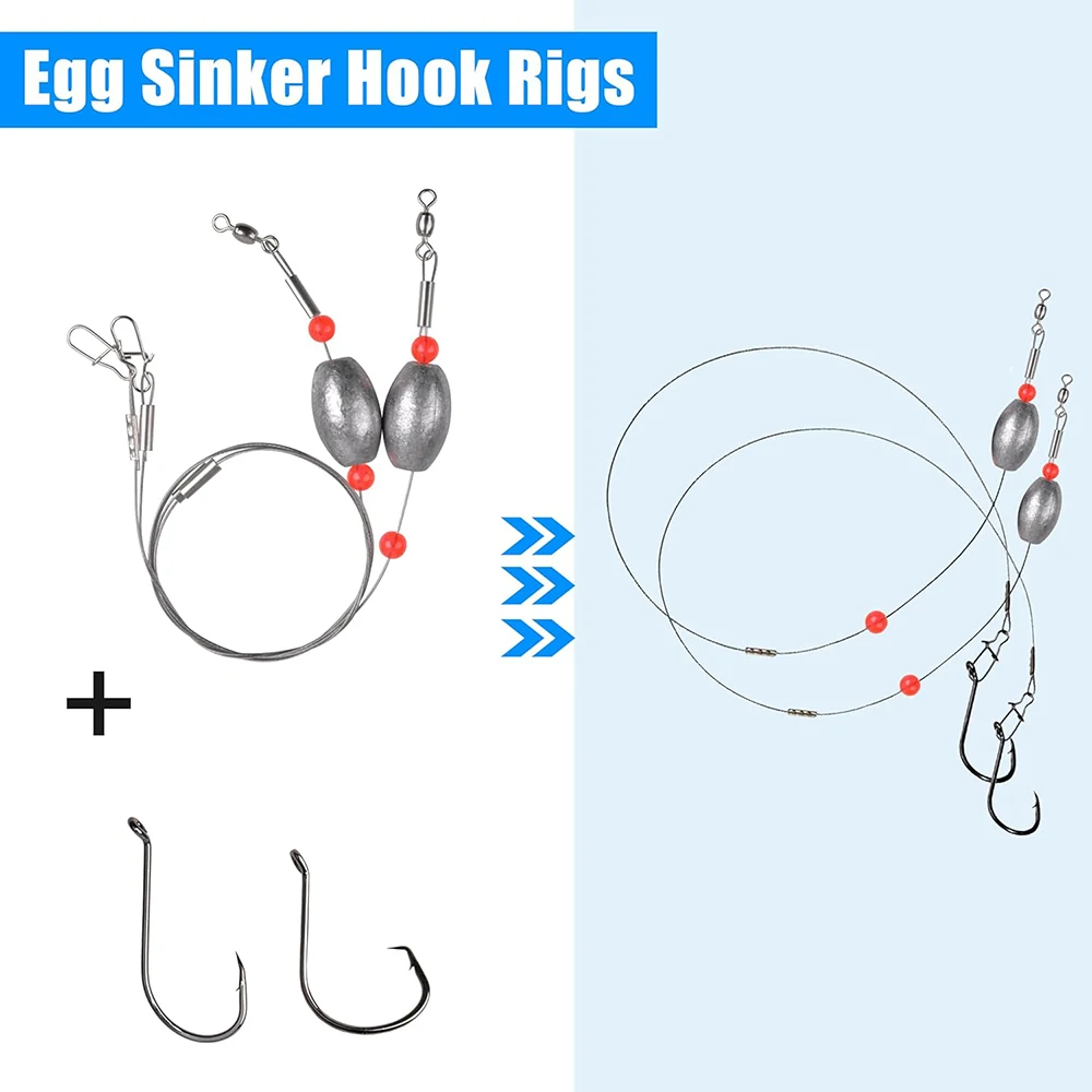 2 Stücke Angeln Ei Sinker Gewicht Stahldraht Vorfach Unten Angeln Rigs Flunder Bereit Rigs für Grouper Forelle Redfish Surf Angeln