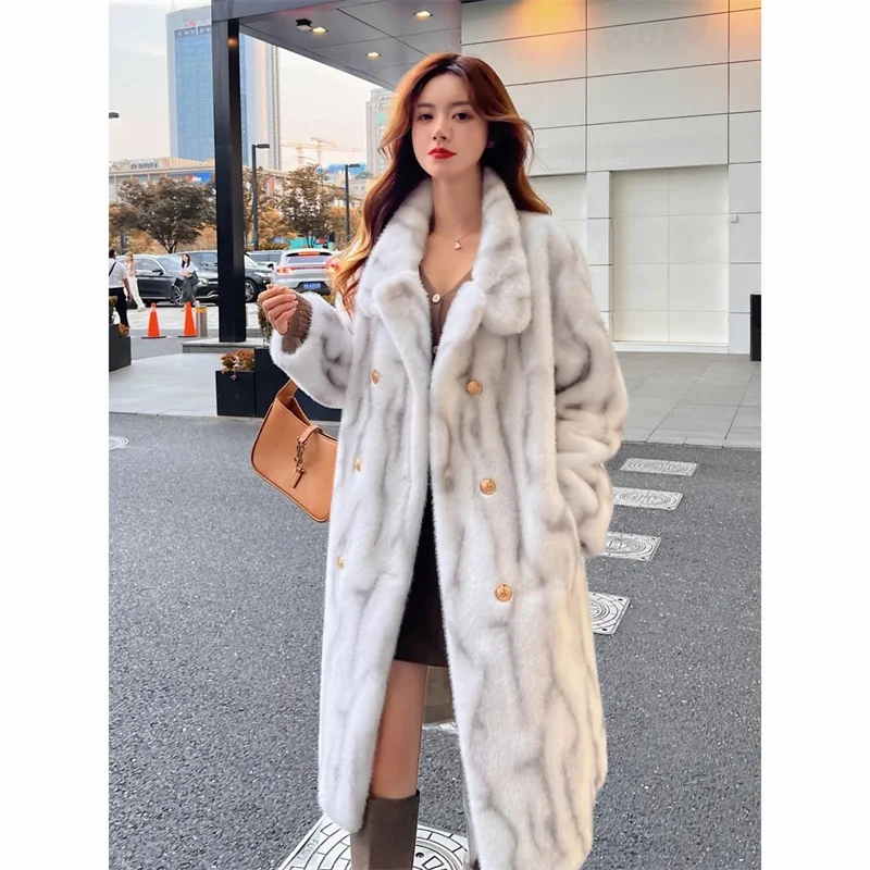 

Fur Integrated Coat for Women Mid length 2023 Winter Loose Temperament High-end Cross Mink Thickened Mink Fur Coat For Commuting