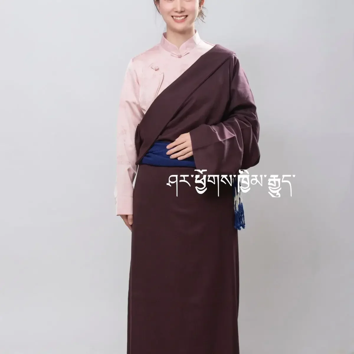 New Tibetan women's Kangba model Guozhuang solid color single-layer robe