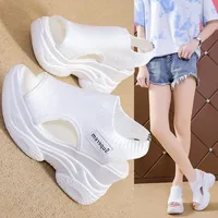 Women's Sandals 2022 Summer Wedge Heel Elastic Cloth Cover Foot Ladies Sandals Thick-soled Fashion Trifle Elevation Casual Shoes - Image 3
