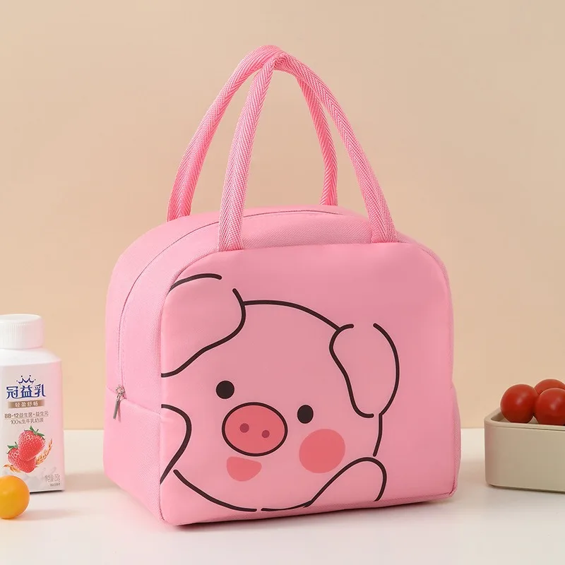 Portable Lunch Bag Cartoon Animal Print Thermal Insulation Lunch Bags Student Office Workers Cute Lunch Box Picnic Bento Pouch