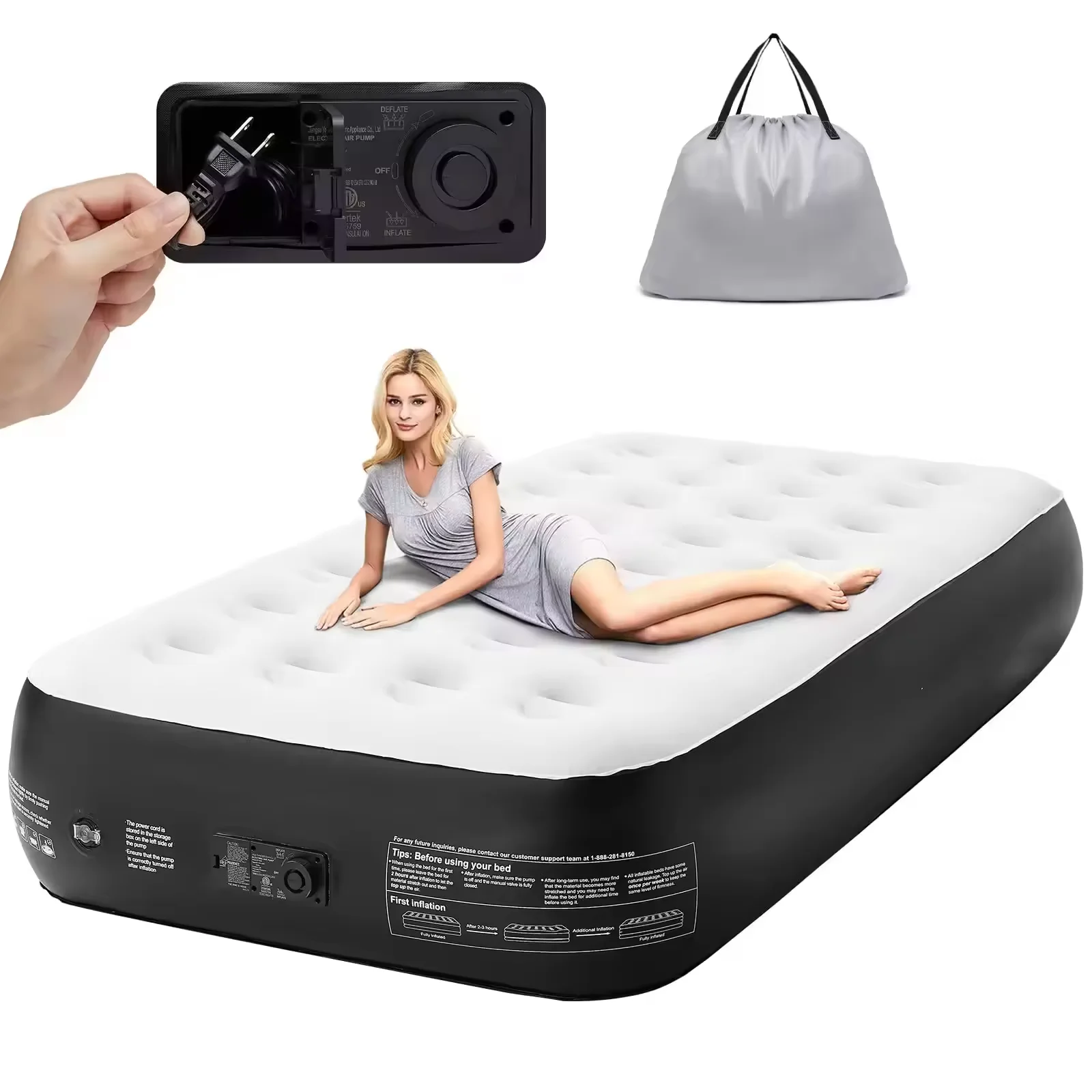 Outdoor Camping With Pump Outdoor Sleeping Pad Air Bed With Built in Pump Bedroom Furniture Inflatable PVC Air Mattress