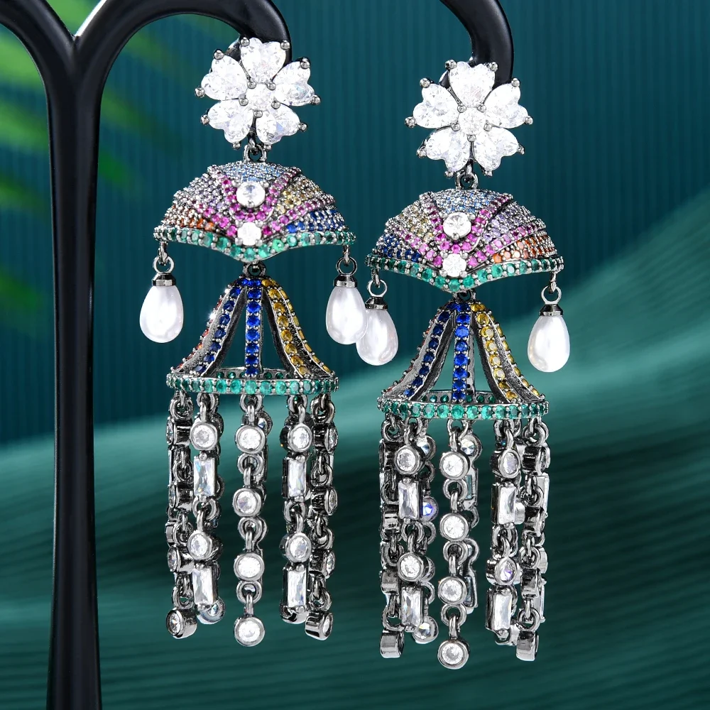 

Kellybola Luxury Original Dangle Earrings For Women Bridal Wedding Multicolor CZ Bijoux High Quality Brand Gorgeous Trendy