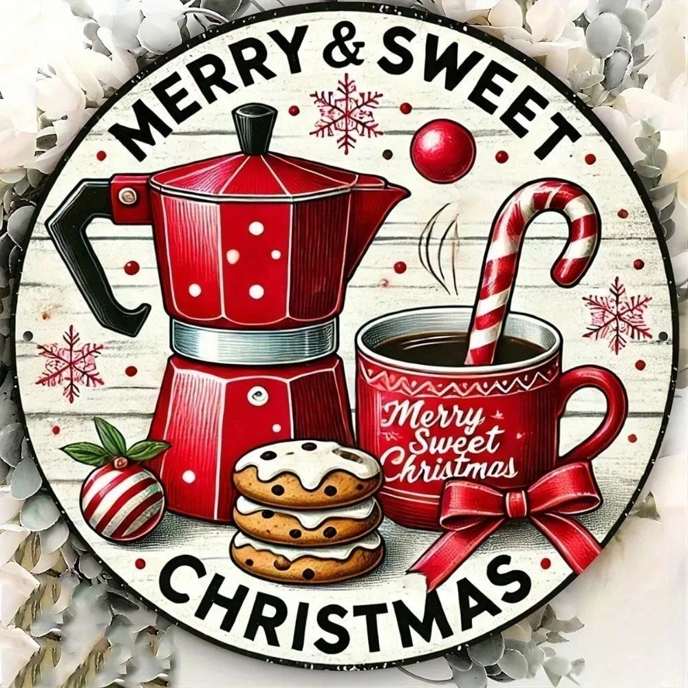 

Vintage Christmas Tin Sign Rustic Holiday Wall Decor Farmhouse Merry Metal Plaque For Outdoor Hanging