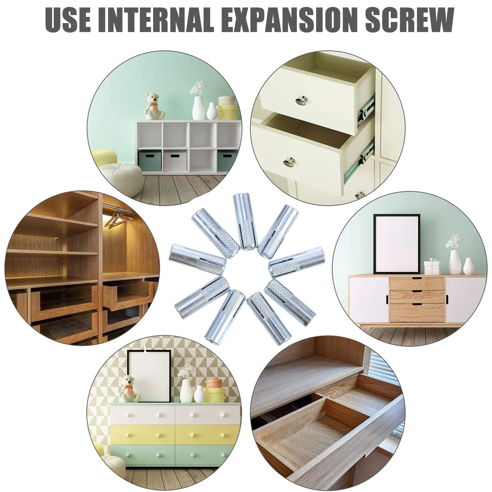 

50 pcs Drop-In Anchor Carbon Steel Expansion Sleeve Bolt Threaded Concrete Fastener For Solid Masonry Wall Anchors