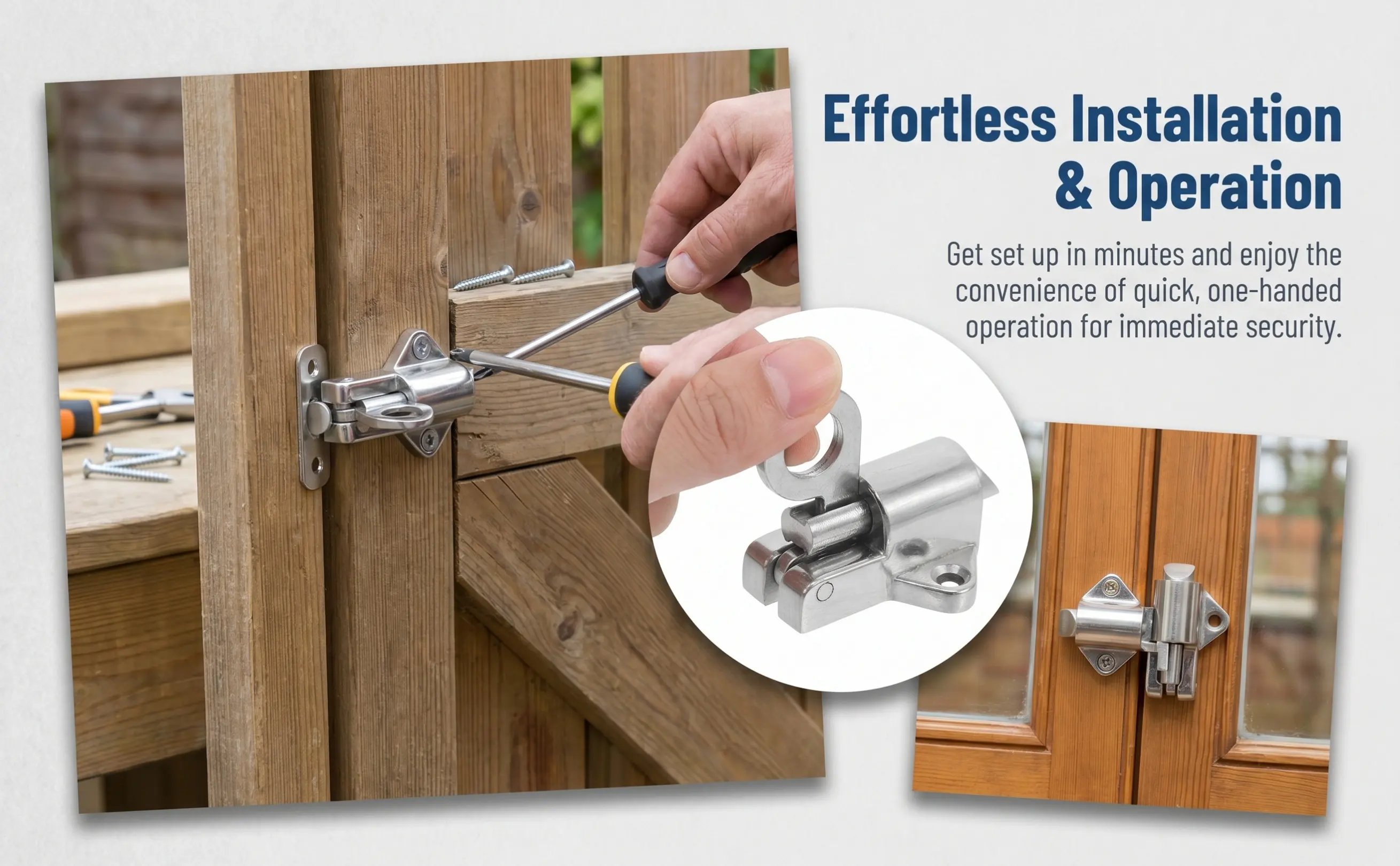 2Pcs Self-Closing Latch Lock Zinc Alloy Spring Bounce Bolt Automatic Security Door Lock Gate Attic Window Pull Ring Resilient
