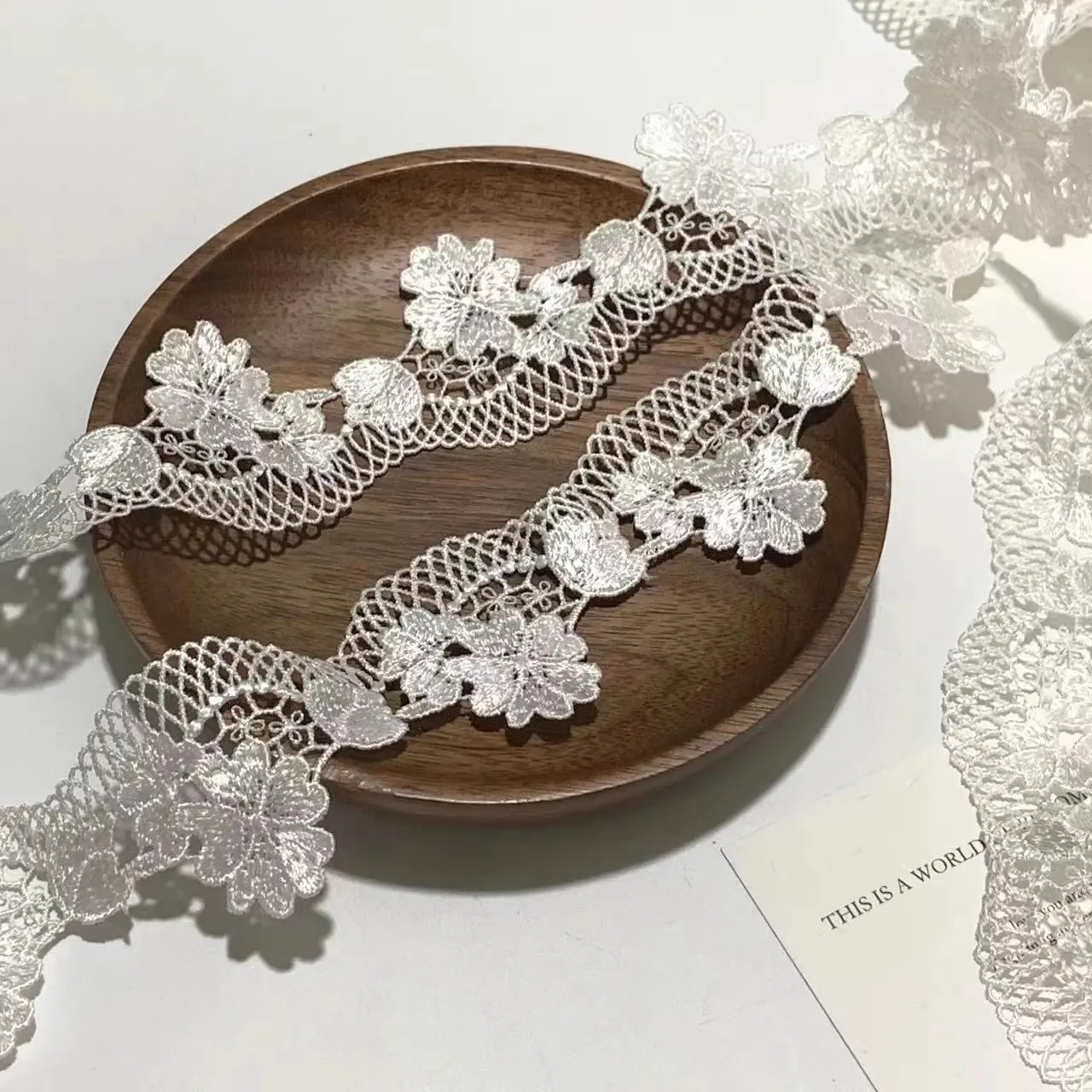 

20yards White hollow water-soluble lace wedding materials headdress belt clothing textile decorative lace accessories