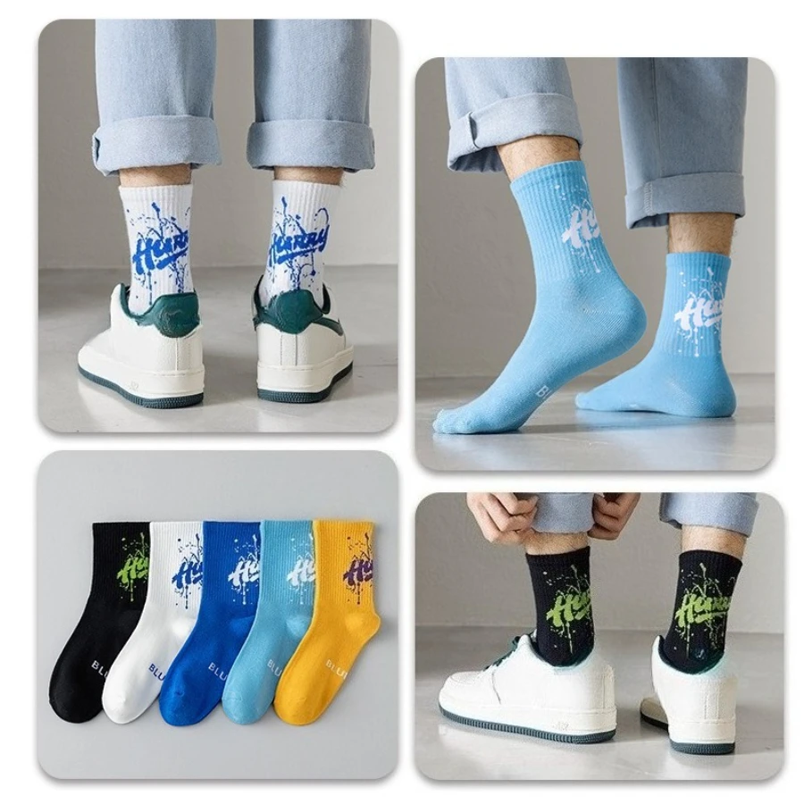 10 أزواج من الجوارب الرياضية للربيع والخريف للرجال عشوائيًا، مصممة خصيصًا للرياضات عالية الكثافة مثل كرة السلة