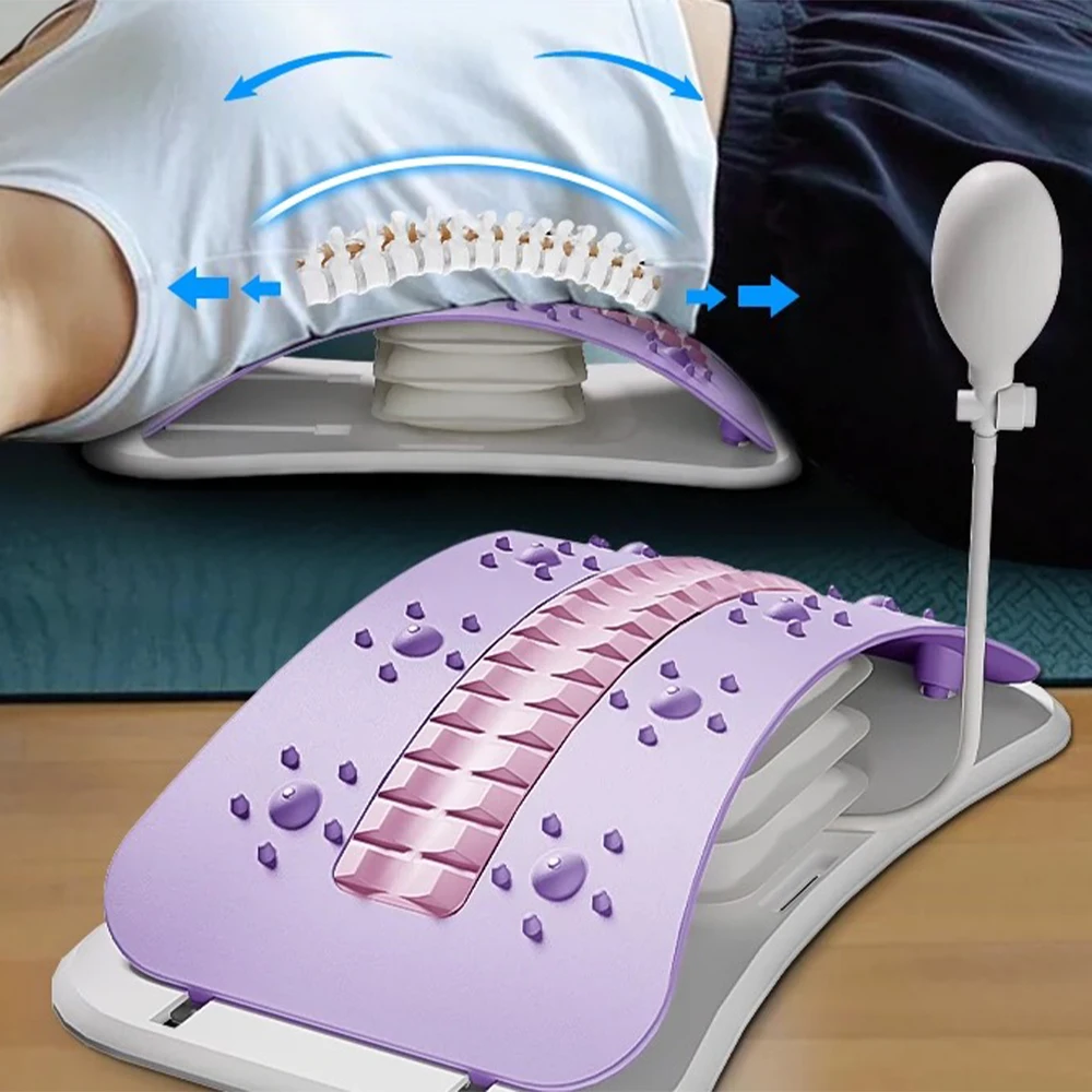 Foreverlily Verstellbares Rückenmassagegerät, Airbag-Taille, Nackenstütze, Massage, Lendenwirbelsäule, Halsmuskulatur, Entspannung, Bahre, Haltungsmassagegerät