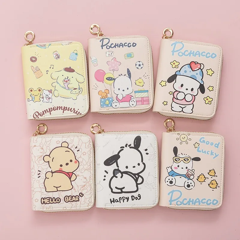 Sanrio Pochacco Cute Coin Purse Small Cartoon Student Short Zipper Wallet Card Package Kawaii Cartoon Fashion Wallet Bank Card image 5