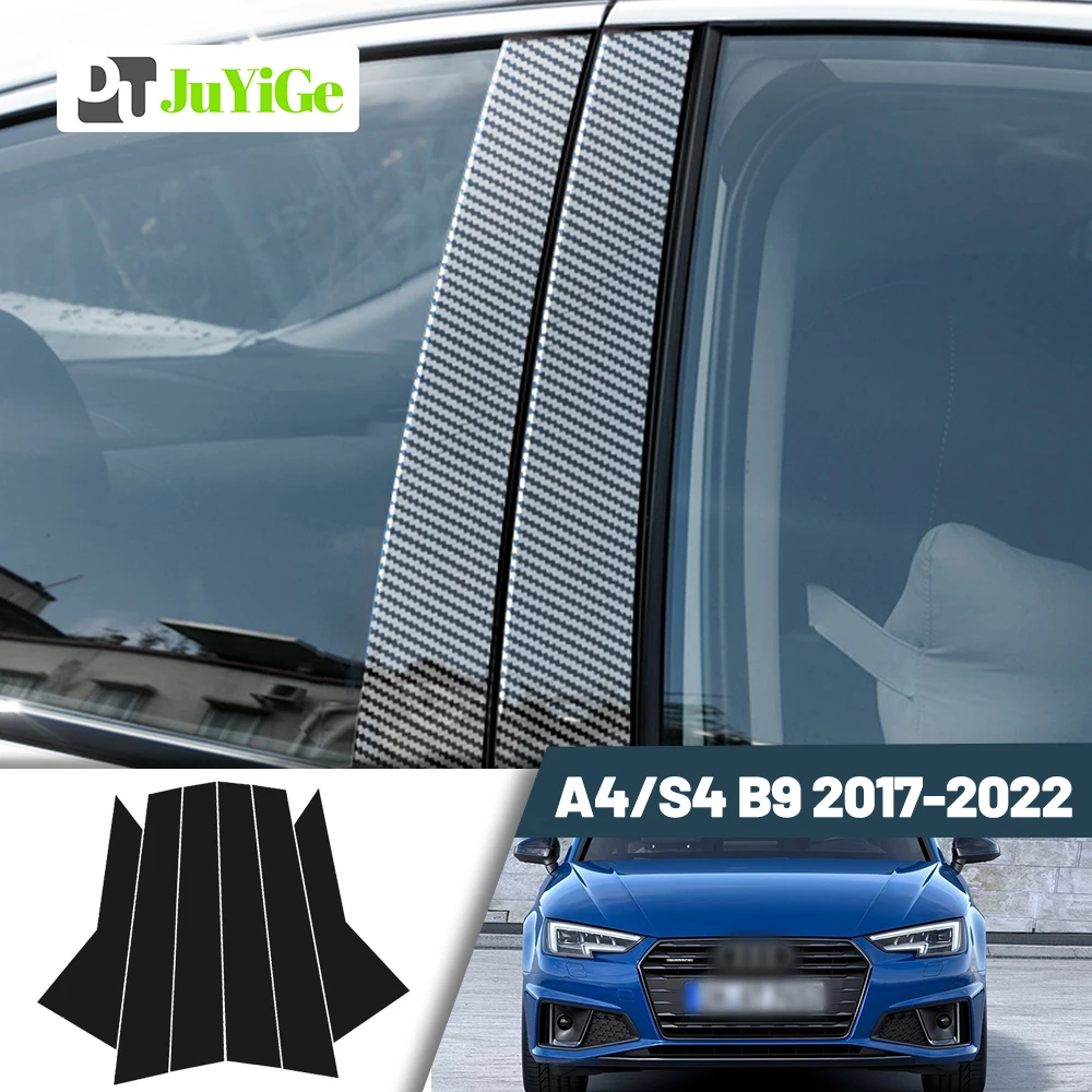 

Glossy Black Carbon Fiber Window Door Deal B C Pillar Post Cover Sticker For Audi A4 B9 S4 2017-2022 2018 2019