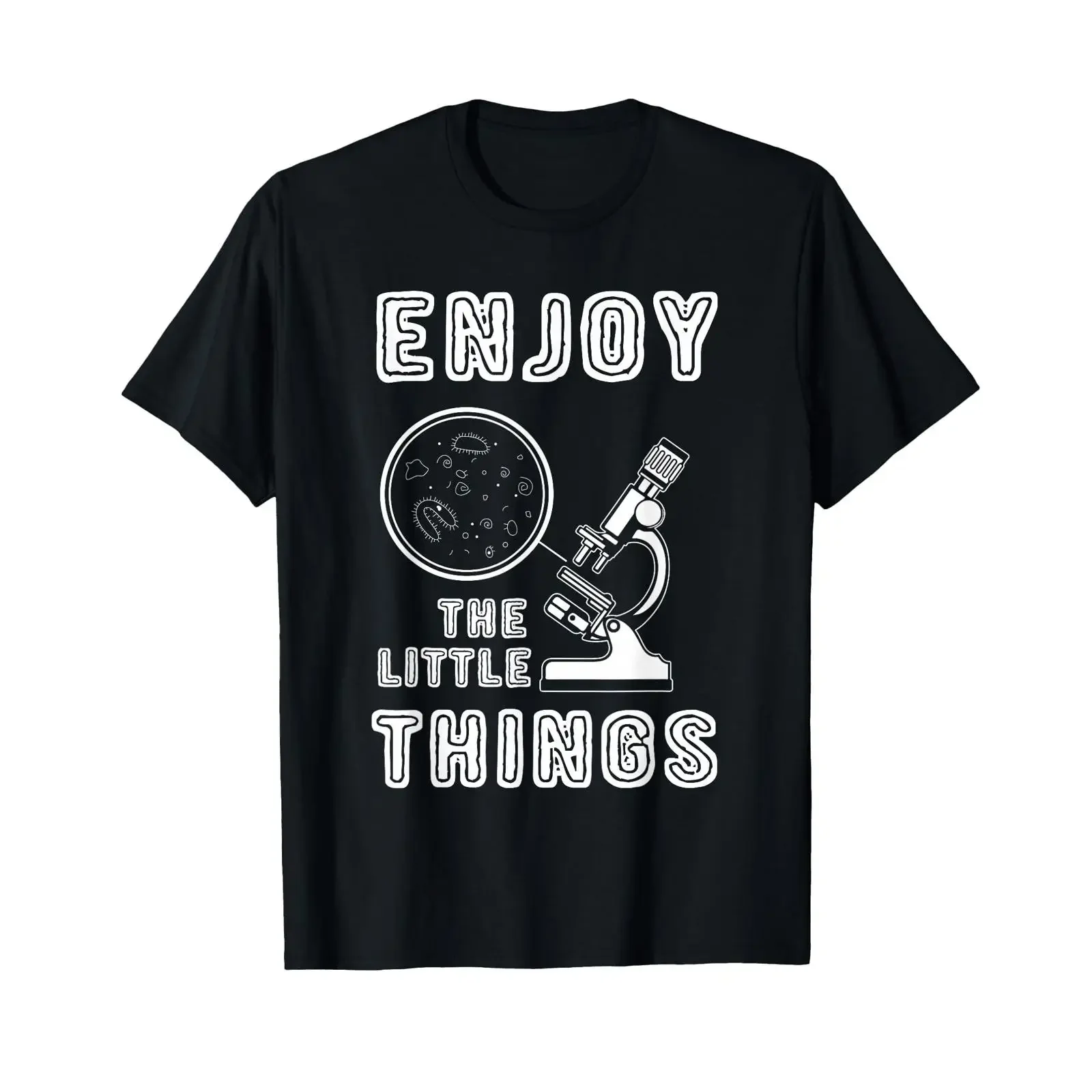 Enjoy The Little Things Microscope Microbiology Biologist T Shirt black s vintage Washed Unisex fashion Breathable streetwear