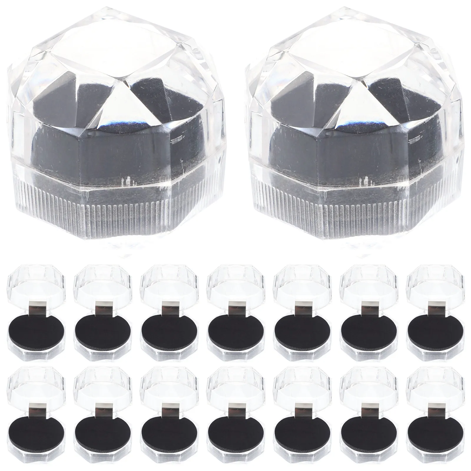 

20 шт. стильных коробочек для колец с крышкой, портативные футляры для хранения колец для свадебной церемонии, девичника, юбилея, романтических мероприятий, для ювелирных украшений