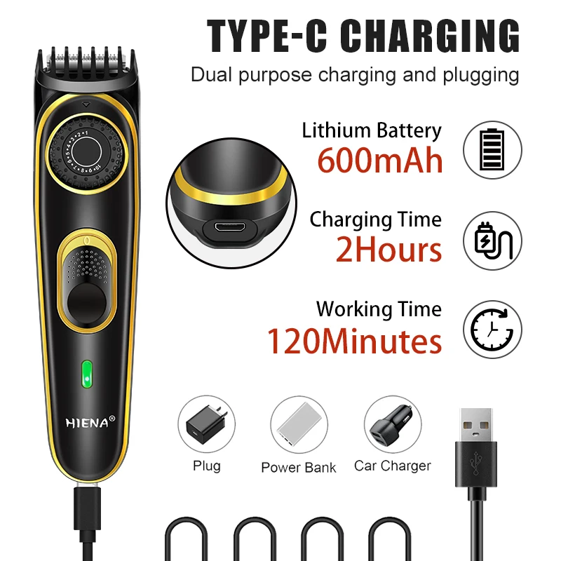 HIENA Men\'s Premium Haircut Kit,USB Charging with LCD Display Powerful Electric Hair Clipper Essential for the Elegant Gentleman