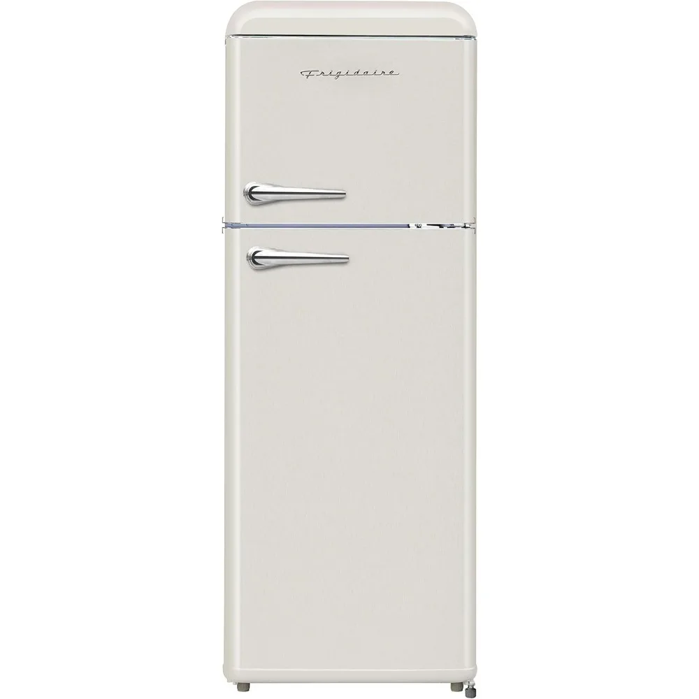 

EFR756-CREAM EFR756, 2 Door Apartment Size Retro Refrigerator with Top Freezer, Chrome Handles, 7.5 cu ft, Cream