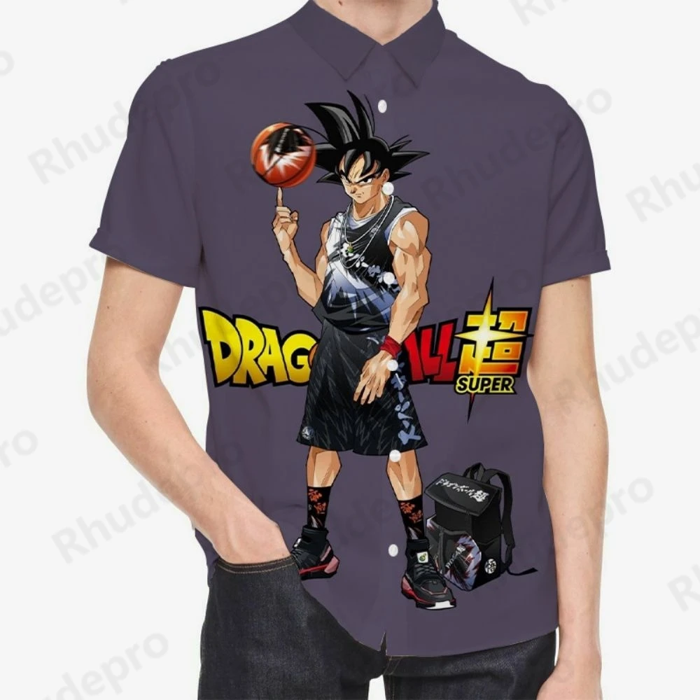 

Fashion Dragon Ball Z Blouse Seaside Trip Men's Shirt Shirts Super Saiya Male Clothes Anime Original Harajuku Social Cool Vegeta