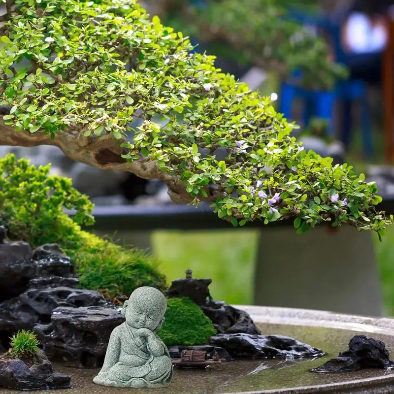 Estatuilla de piedra de Buda para pequeños monjes budista, estatua de Buda, budismo tibetano, monje Zen, adorno de jardín, meditación, decoración