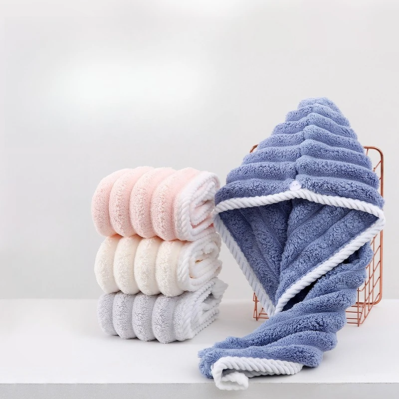 Thickened Coral Fleece Hair Drying Hat for Women, Absorbent Headscarf for Hair Washing and Drying, Soft and Comfortable