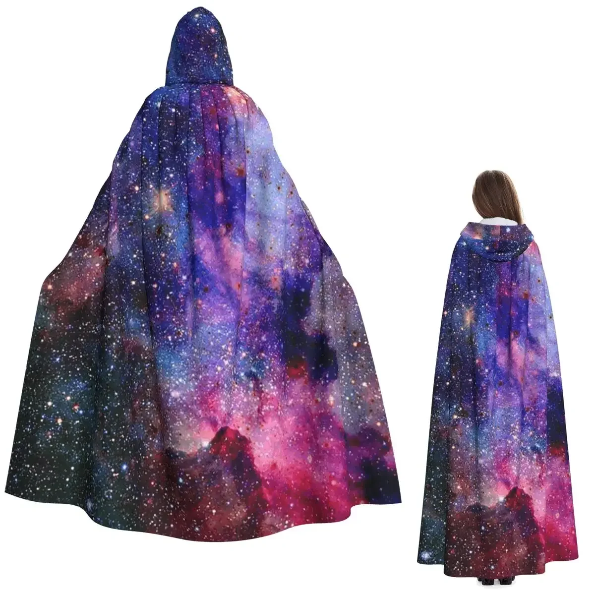 Custom Planet Earth Long Hooded Cloak Witch Medieval Costume Cosplay Cape HalloweenVampire Adult Unisex