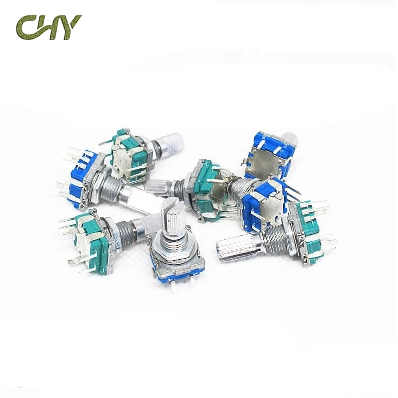 

5 шт./лот EC11 поворотный энкодер кодирующий переключатель EC11 цифровой потенциометр с переключателем 5-контактный длина вала 20 мм 15 мм