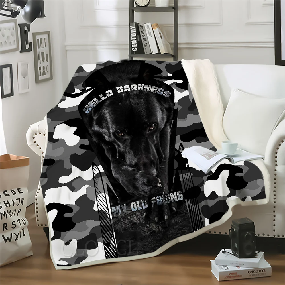 HX Fashion Animals Blanket Hello Darkness My Old Friend 3D Printed Throw Blankets for Bed Double Layer Quilts 200x150cm