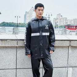 Split Raincoat Rain Pants Set Korean Fashion Hooded Rainwear Suit Thickened PVC Waterproof Rain Poncho Outdoor Riding Rain Gear