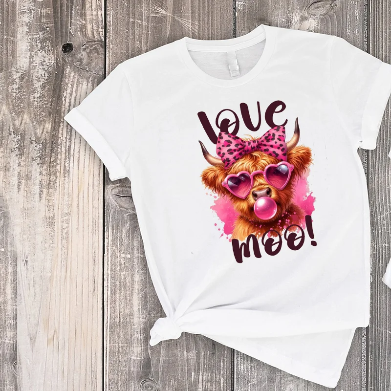 

Mommy and Me Valentine's Day Shirts Highland Cowgirl Shirt Matching Valentine's Day T-Shirts Cute Farm Cow Tee L