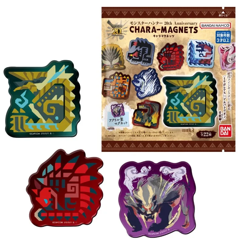 Bandai Monster Hunter 20° anniversario Serie alimentare e gioco Adesivi per frigorifero in stile icona Action figure versione giapponese