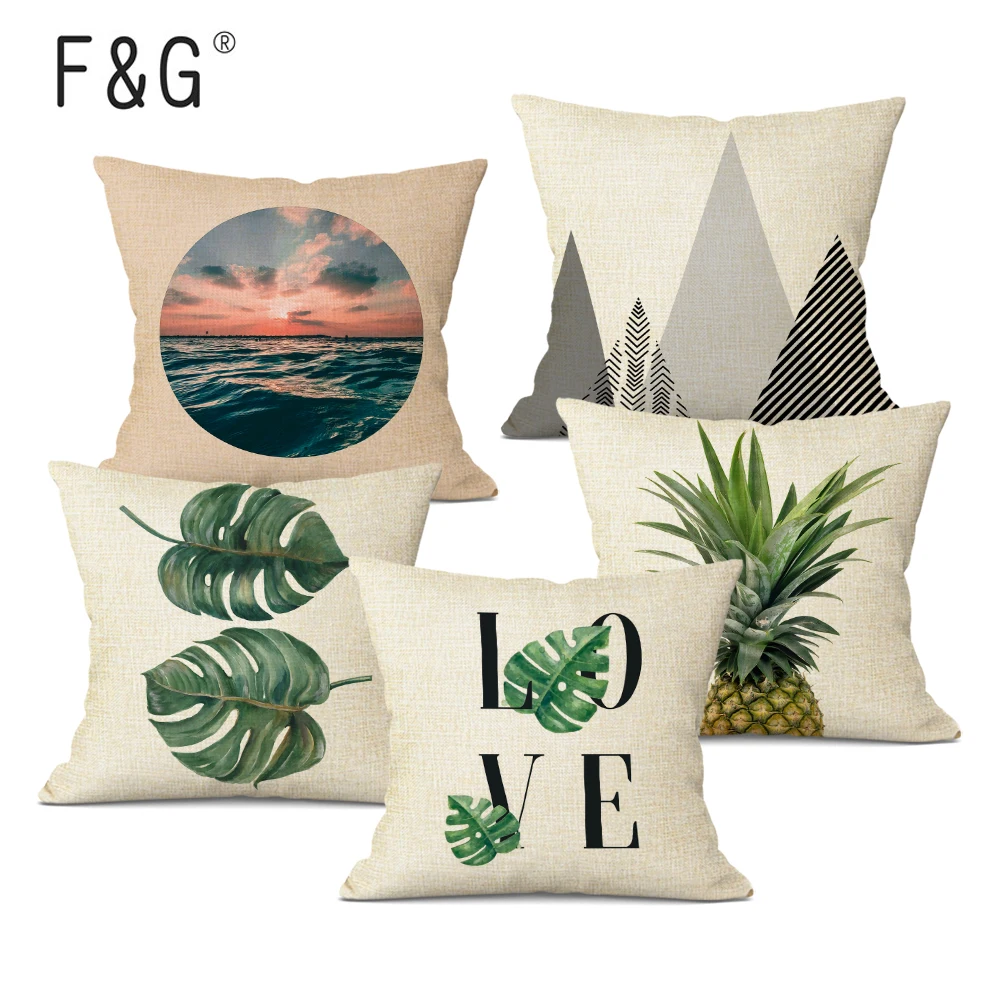 

Tropical Style Cushions Decorative Cushion Cover Nordic Simplicity Plant Decor Throw Pillow Case Linen Pillowcase 45x45cm