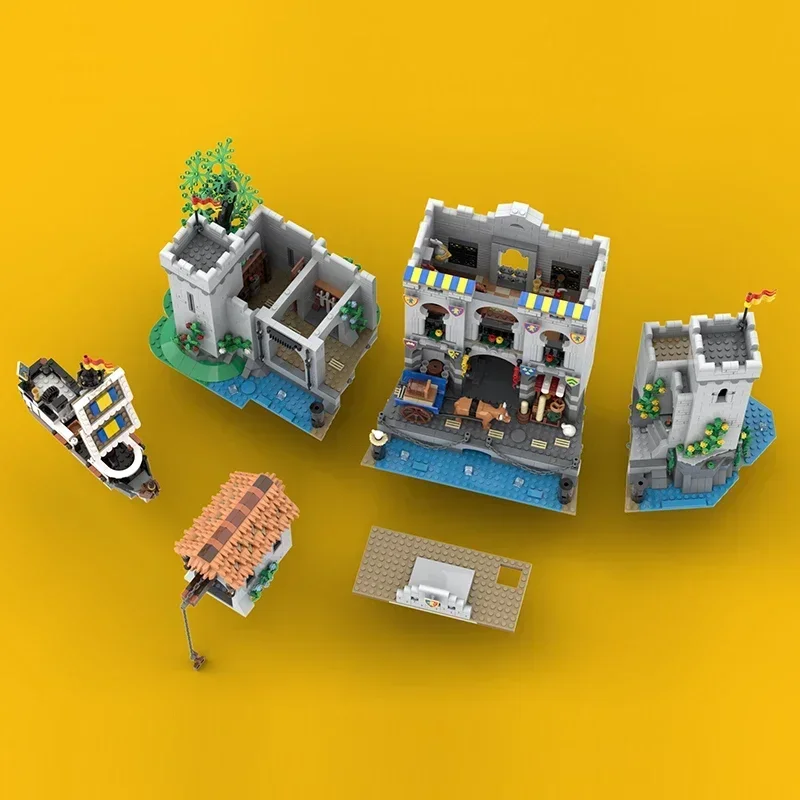 Street View รุ่น Moc อาคารอิฐ Lion Warrior ปราสาทพอร์ตเทคโนโลยี Modular Blocks ของขวัญของเล่นคริสต์มาส DIY ชุดประกอบ