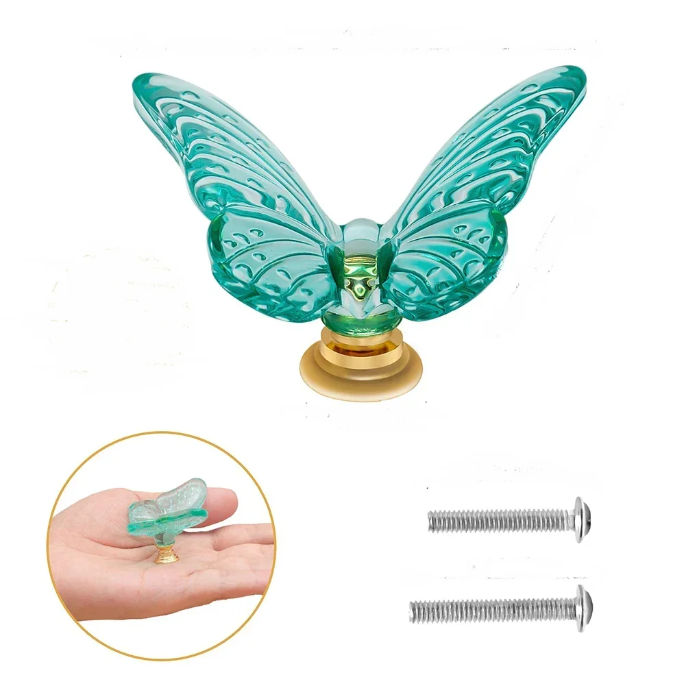 1pcs Butterfly Dresser Pulls Clear Drawer Knobs Cabinet Knobs Bathroom Door Knobs Cabinet Handle Knobs For Dresser Accessories