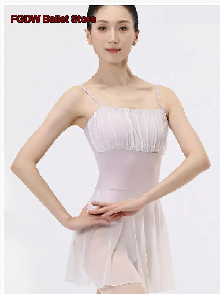 women's-ballet-one-piece-dress-mesh-panel-cross-neck-body-suit-yoga-high-cut-gymnastics-leotard-practice-leotard-unitard