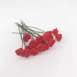 5PCS Mini Simulated Red Rose Scale Model 1:12 Dollhouse Garden Bedroom Flowers Miniature Models Home Decor Crafts