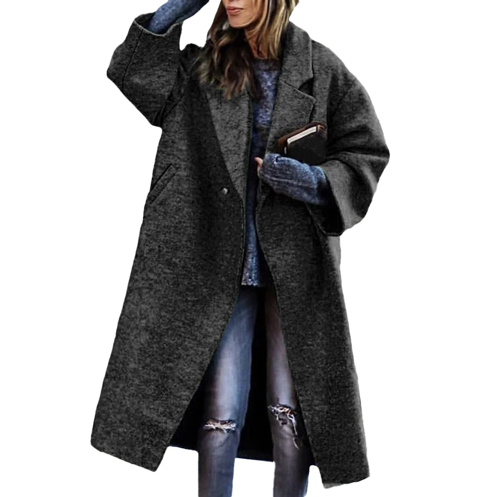 Commuting Jacket Loose Fit Jacket Rose Red Women's Jacket Lapel Neckline Long Sleeve Design Non Stretch Material