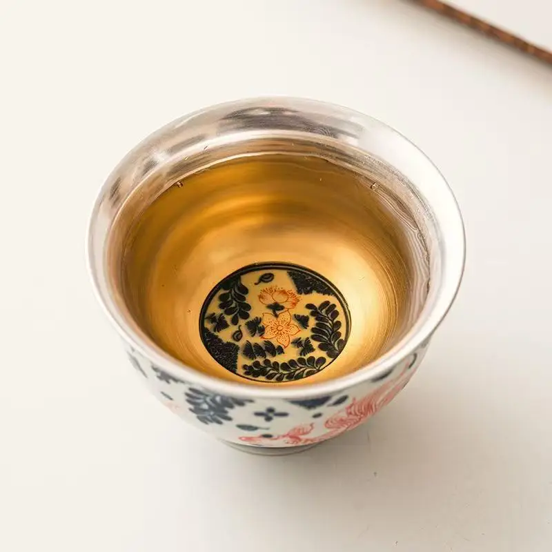 100 مللي ليو يين ذهبية اللعب فنجان الماء كوب رئيسي فنجان الشاي المنزلية الراقية الكونغ فو طقم شاي تذوق الشاي كوب خاص هدية صندوق