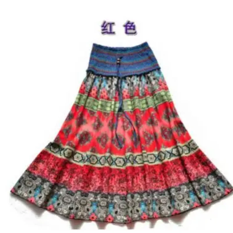 1 pcs/lot fashion women Summer spring new fashion beach bohemian floral women long skirts floral skirt oi3865