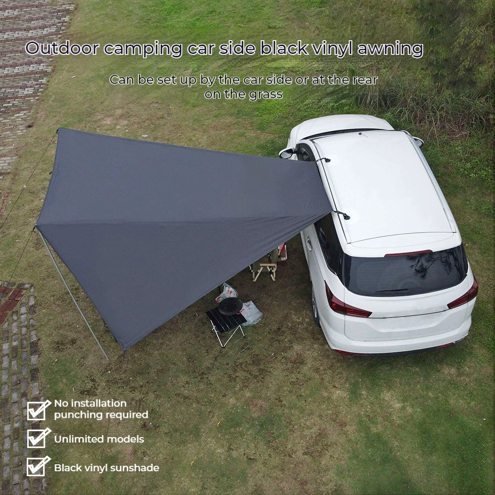 Tarp 2×3 2×4 Camping Car Rear Shelter Tent  Tent for SUV Van Outdoor Waterproof Car Awning Car side Awning Black Coating